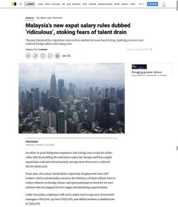 Malaysia’s new expat salary rules dubbed ‘ridiculous’, stoking fears of talent drain 