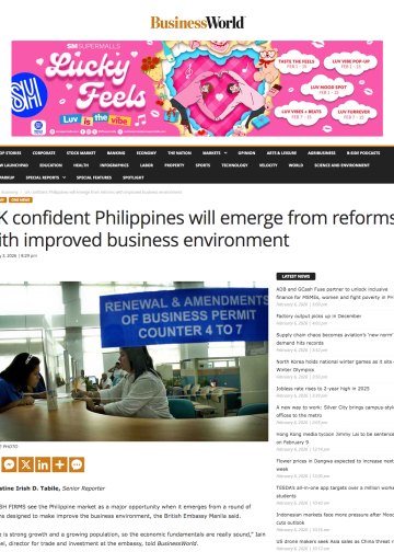 UK Confident Philippines Will Emerge Stronger from Business Reforms