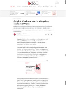 Googles usd2bn investment in Malaysia to create 26500 jobs