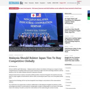 BernamaBiz - Malaysia Should Bolster Japan Ties To Stay Competitive
