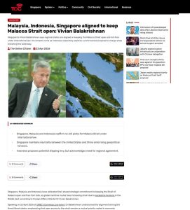 Malaysia, Indonesia, Singapore aligned to keep Malacca Strait open: Vivian Balakrishnan 