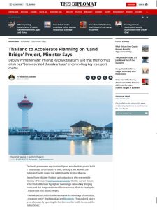 Thailand to Accelerate Planning on ‘Land Bridge’ Project, Minister Says 