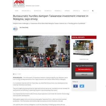 Bureaucratic hurdles dampen Taiwanese investment interest in Malaysia, says envoy