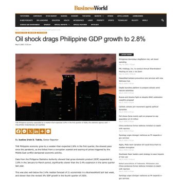 Oil shock drags Philippine GDP growth to 2.8 www.bworldonline.com