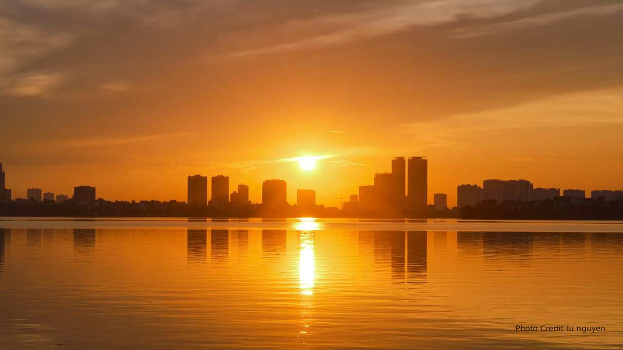 Sunset city silhouette