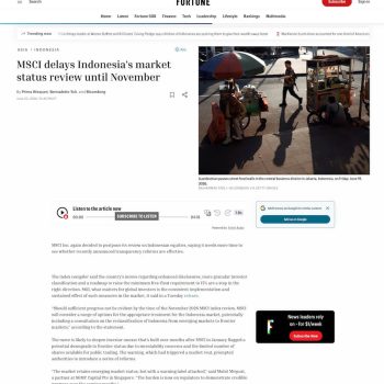 MSCI delays Indonesia’s market status review until November