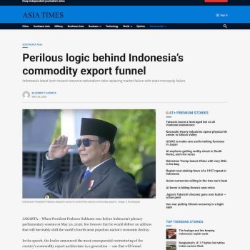 Perilous logic behind Indonesia’s commodity export funnel 