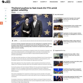 Thailand pushes to fast-track EU FTA amid global volatility